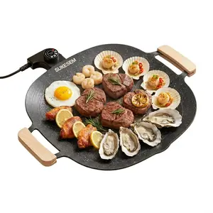SUKESEM 1000W Indoor Electric Grill - Smokeless Korean BBQ Grill Pan, Portable Non-Stick Griddle with Adjustable Temperature Control for Home Kitchen Cooking & Party