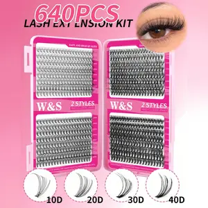 Beginner Eyelashes, Eyelash Extension, 10D/20D/30D/40D/50D/60D, 640 Clusters, 10-16mm D Curl, Ultra Soft Lash Book, Easy to Use, Multiple Options, Diy Lash Cluster, Volume Focused Lashes