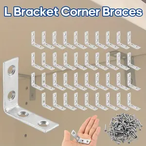 40 Pack L Bracket Corner Braces,Small Metal L Brackets for Wood,1.5 Inch Steel Joist Right Angle Brackets for Wood Shelves Chair Drawer Cabinet with Screws,Zinc Plated Home Hardware Tool