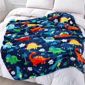 Dinosaur Blanket for boys and girls, adults Kids Dinosaur Throw Blanket for Boys and Girls, Fluffy Cozy Dinosaur flannel Blanket with Vibrant Colors Cute Design, Soft Warm Throw Blanket