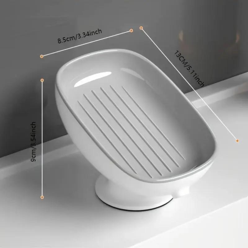 1-Piece Luxurious Adjustable Oval Self Draining Soap Dish with Drain, Wall-Mounted Anti-Slip Removable Soap Tray for Bathroom, Shower and Sink, Bathroom Accessory