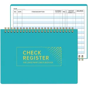 Checkbook Register, Check Registers for Personal Checkbook, Financial , Checking Book Register for Debit Card & Personal  Checks, 8.5" x 6" Large Print, Easy-to-Read, Spiral Bound
