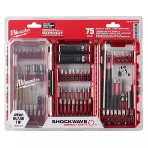 Milwaukee SHOCKWAVE Impact Duty Alloy Steel Drill, Drive and Fastening Bit Set with PACKOUT Accessory Case (75-Piece)