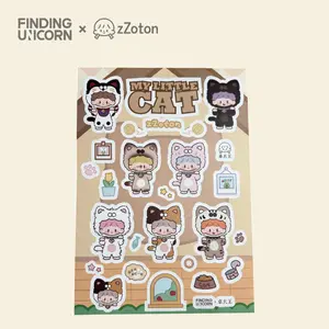 【 Gift Only】[FINDING UNICORN]  zZoton My Little Cat Stickers Cute Figures Desktop Ornament Collectible Toys Birthday Gifts