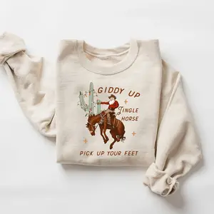 Cowboy Christmas Sweatshirt, Giddy Up Jingle Horse Pick Up Your Feet, Howdy Country Christmas Horse, Cowgirl Shirt, Christmas Sweater