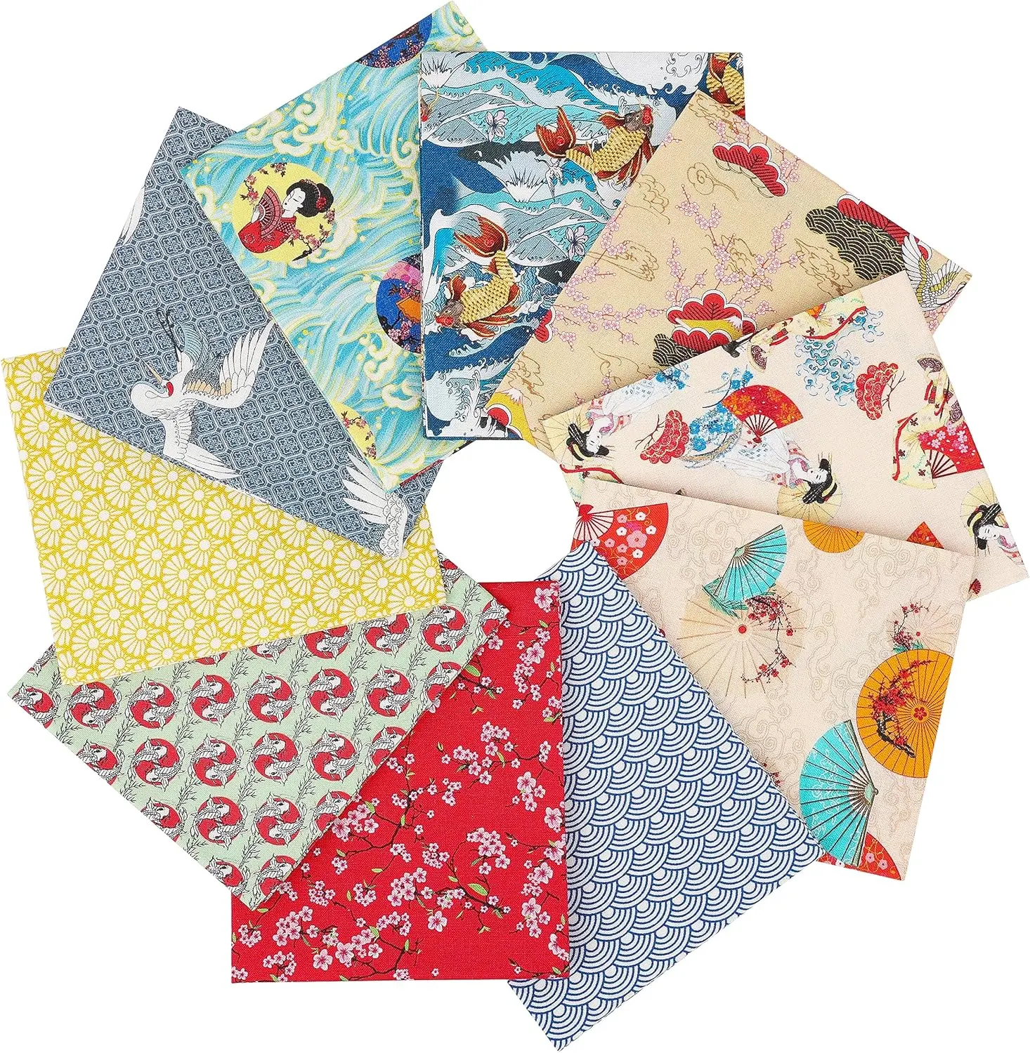 Newbrothread-Craftido 100% Cotton Quilting Fabric Bundles - 10 Fat Quarters (18"x21"), Medium Weight 5.2 oz, Breathable Durable Performance Fabric, Elegant Soft for Quilting, Sewing (Japanese Style) - Father's Day Gift Idea, TikTokShopDealsforYouDays