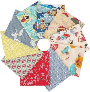 Newbrothread&Craftido 100% Cotton Quilting Fabric Bundles 10pcs Fat Quarters 18"x21" Medium Weight 5.2 oz for Quilting Sewing Patchwork Home Textile Japanese Style Mothers Day Gift summervibes