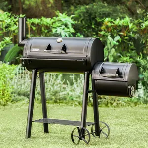 Heavy Duty Smoker, X-Large Charcoal Grill with Offset Smoker, 942 sq.in. Cooking Area, For Outdoor Camping Family & Friends Gathering Barbecue