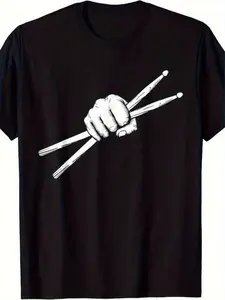[1pc Casual Geometric Drummer Tee] 1pc Men'S Casua