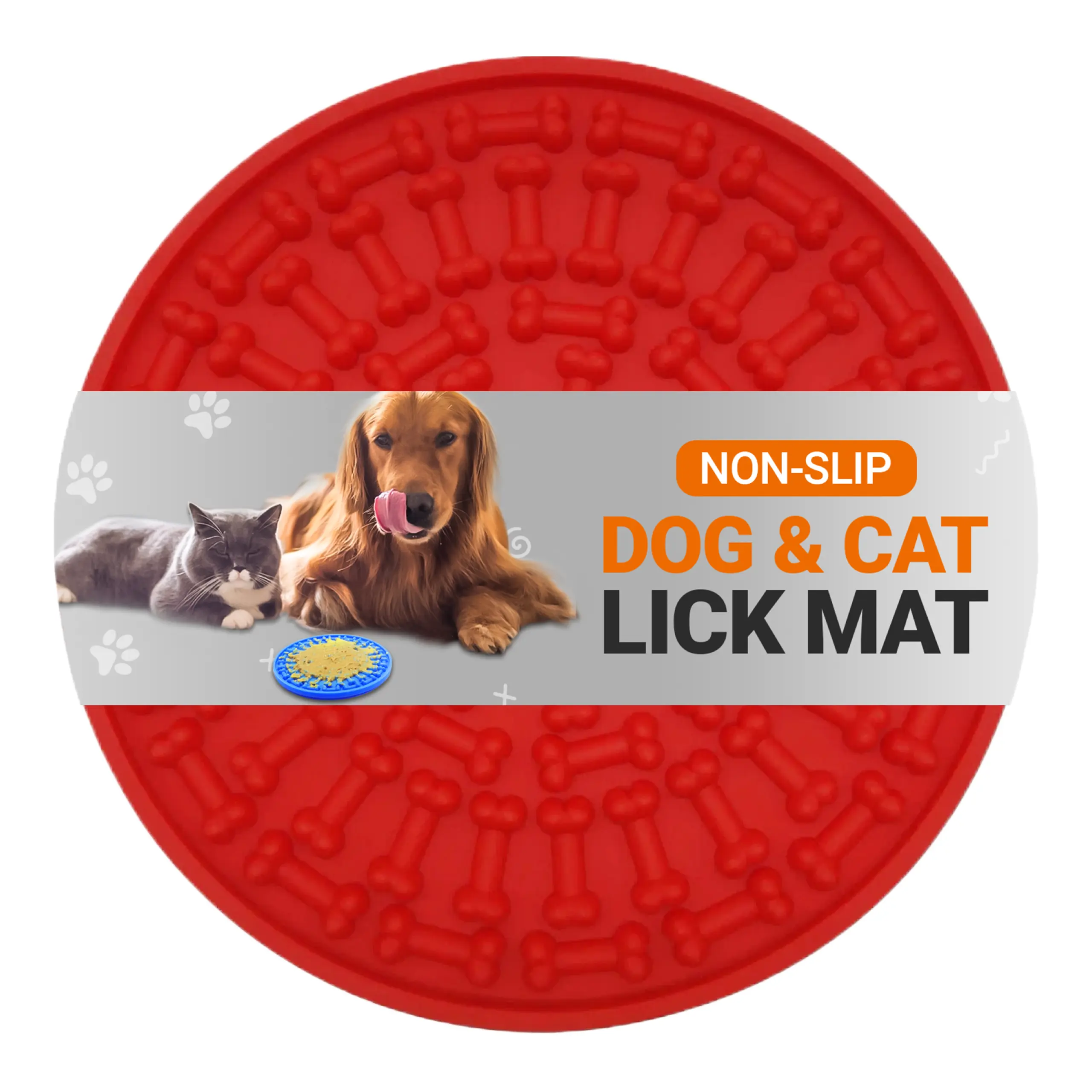 Interactive Dog & Cat Lick Mat with Strong Suction Cups Non-Slip Enrichment Pet Treat Pad for Anxiety Relief & Healthy Feeding