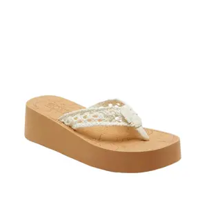 Roxy Playa Dia Wedge Sandal White/Brown  ARJL101204 Women's