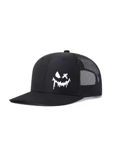 2pcs/1pc Unisex Trucker Hat Smiling Face Printing Mesh Baseball Cap Richardson Slightly Curved Brim Baseball Cap Adjustable Dad Hats Outdoor Mesh Breathable Sun Hat Gift for Men Women Premium Quality Cap, Street Style Cap