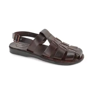 Michael - Slingback Leather Fisherman Sandal | Brown