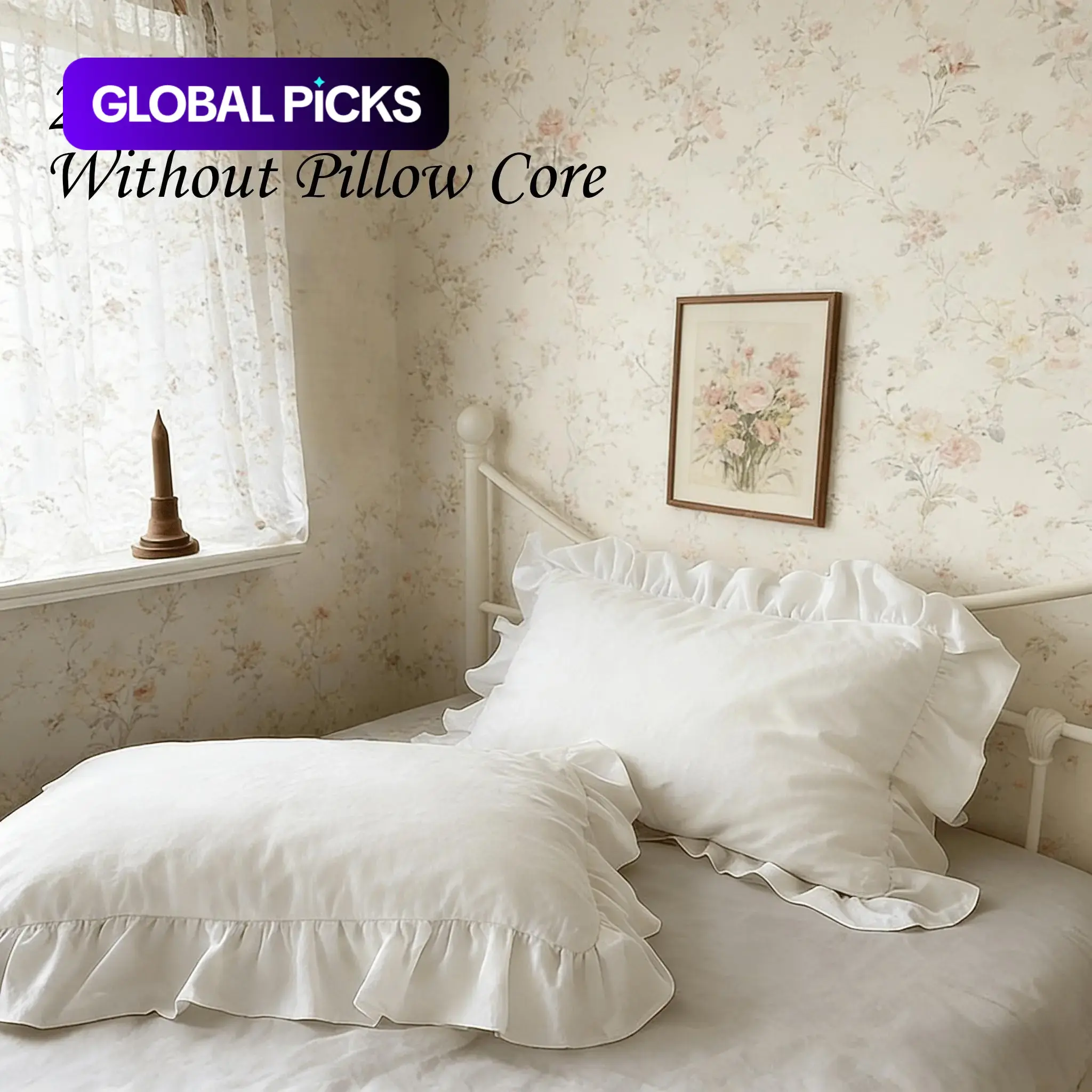 2-Piece Ruffled Pillowcase Set, Bed Linens, Solid-Color, Lightweight and Breathable, Soft and Comfortable, All-Season Home Bedding Accessories #GLOBAL PICKS