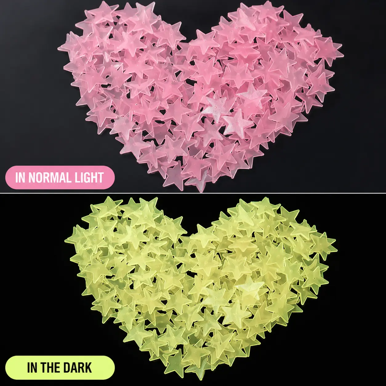 100PCS Peel-and-Stick Luminescent Colorful Stars Decorative Stickers - Ceiling Stickers for Bedroom Home Decor, Starry Sky Accents