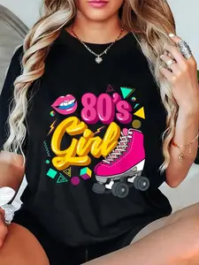 100% Cotton Unisex 80s party theme party outfit costume vintage retro 80's girl T-Shirt