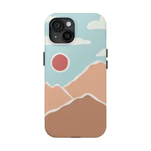 Minimal Mountain Landscape Phone Case | Sunrise Desert Illustration