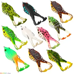 2026 New Topwater Frog Fishing Lures - 3-10pcs Vibrant Silicone Floating Bait, Double Propeller Legs, Lead-Free, 3.5in/13g Multi-Jointed Realistic Tackle for Bass, Snakehead