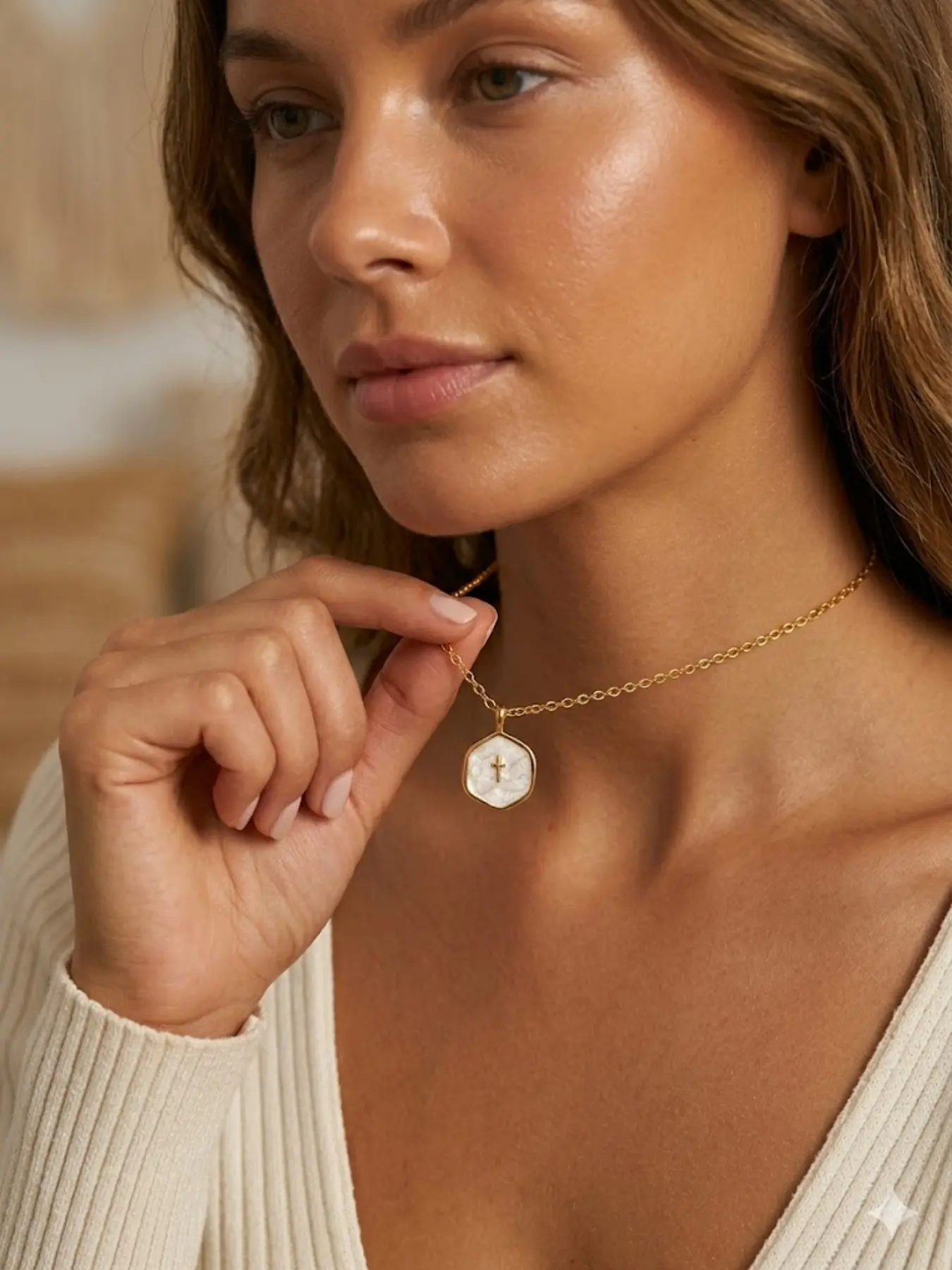 Women's Petite Cross Necklace, 14k /silver Color Plated, Geometric Design, Ideal for Mother's Day & Valentine's Day Gifts