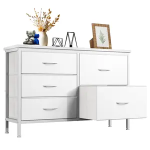 Dresser for Bedroom with 5 Drawers, Wide Dressers with Drawer Organizers, Chest of Drawers, Fabric Dresser for Living Room, Closet, Hallway