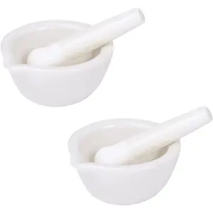2.5inch Pills Crusher Ceramics Spice Mill Grinder Set Handheld Seasoning Grinder Porcelain Mortar And Pestle Tools Set With Grinding Bowls Set Of 2