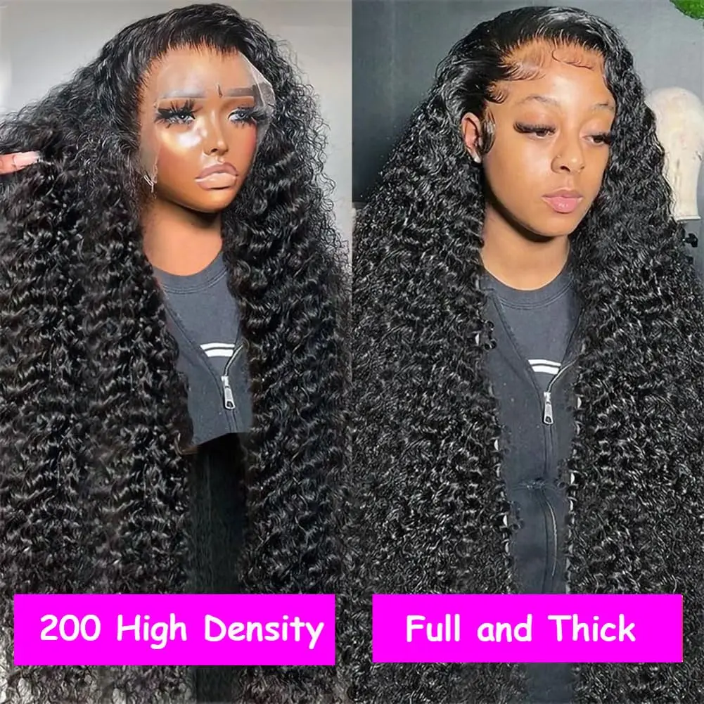 Aomllute 30 Inch Deep Wave Lace Front Wigs Human Hair 200  display picture 1