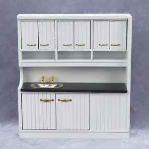 1:12 Mini Kitchen Furniture Set, 2Pcs White Miniature Kitchen Model, Dollhouse Decorative Ornaments, Tiny Scene Display Decor, Not For Human Use