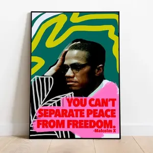 Malcolm X Poster, Activist Posters Classroom, Black History Quotes, Black Culture Wall Art, Black Owned Shops Art, WallDecor