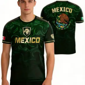 Men's Mexico Flag Eagle Graphic T-Shirt Green Patriotic Print Short Sleeve Casual Sports Streetwear Tee