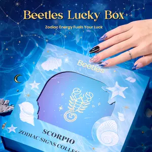 Beetles Manicure Lucky Box, Scorpio Zodiac Gel Nail Polish Kit Black Purple Burgundy Red Colors, All-in-One Nail Art Set with Tools, Necklace Badge, Salon DIY Zodiac Gift for Women