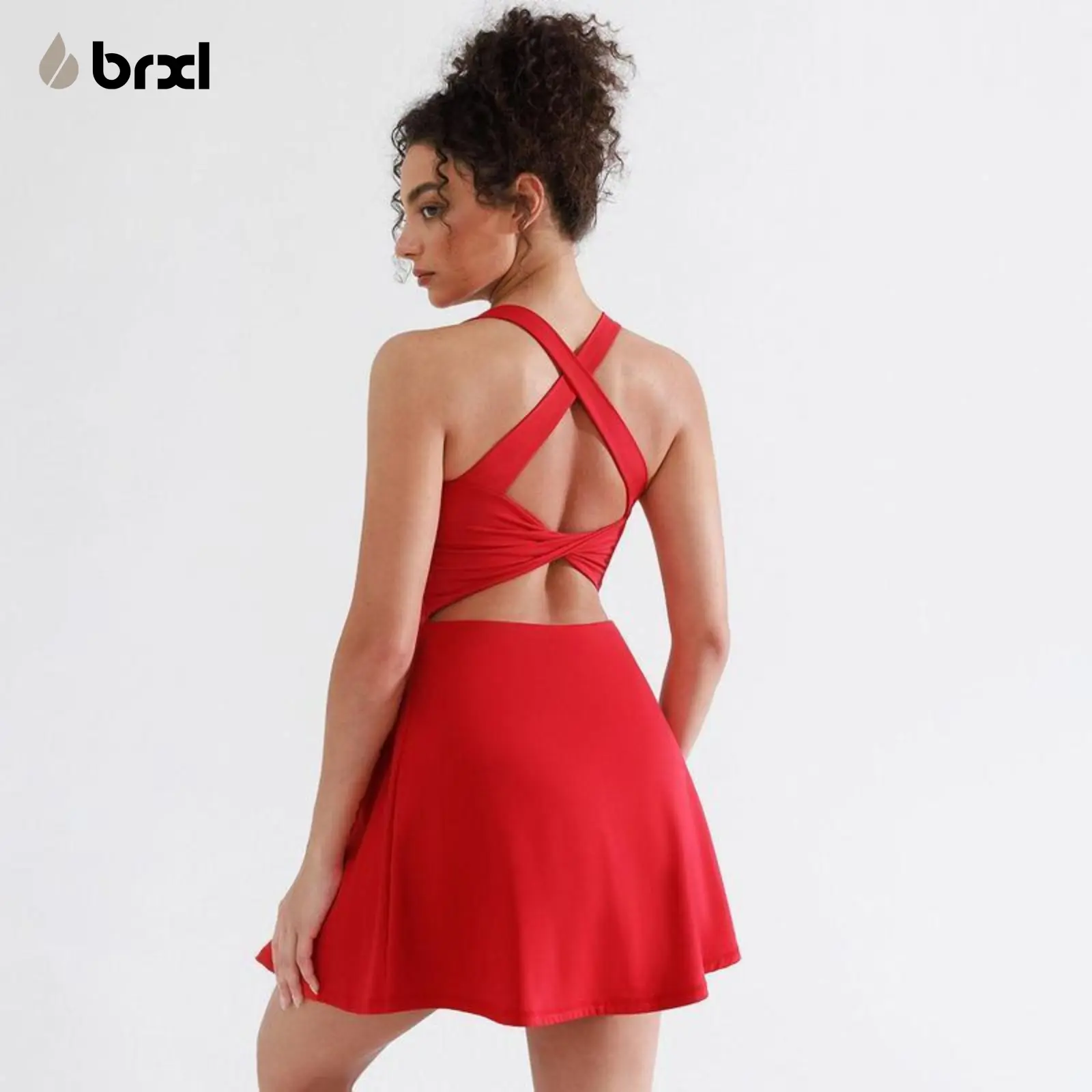 BRXLL [Discount for live】 BRXL Built in Pull Down Shorts and Bra Tennis Dress for Women Pads Pockets Athletic Pickleball Workout Sports BrxlCourt #Summer #Outdoorfun,travel essentials,camping essentials