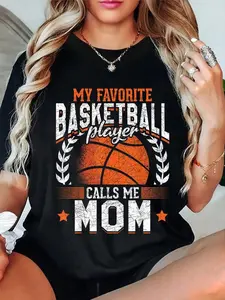100% Cotton My Favorite Basketball Player Calls Me Mom Basketball T-Shirt