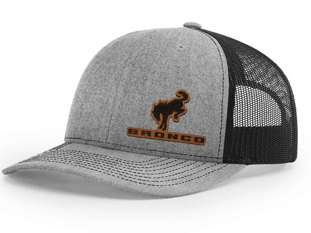 Ford Bronco Logo Side Panel Laser Engraved Leather Patch Richardson 112 Snapback Trucker Hat Cap Unisex 60% Polyester 39% Cotton 1% Spandex
