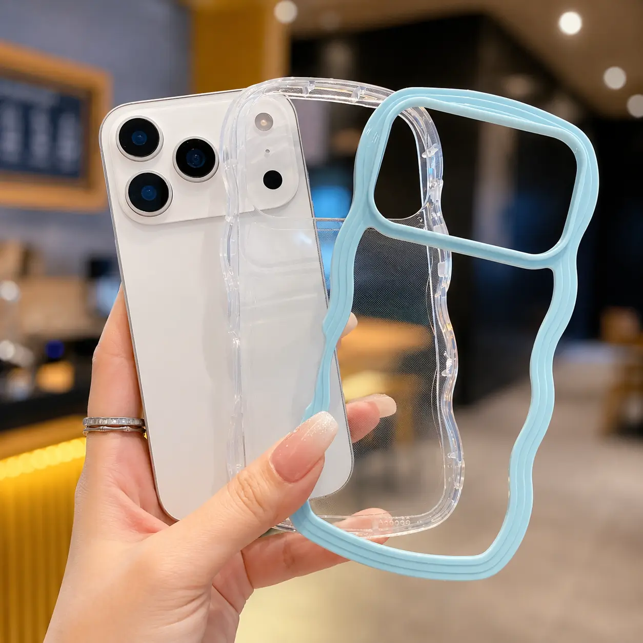 Transparent Ripple-Textured Smartphone Case - Wavy-Edge Design, TPU & Rigid PC Build, Handheld Cellphone Protection for iPhone 17, 16 Pro Max, 15 Plus, 14, 13, 12 & Other Compatible Devices, Casing