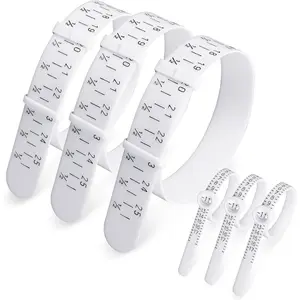 6 count Ring Bracelet Sizer Measuring Tool,  Finger Sizing Measure Tool with Magnifying Glass, Wrist Sizer Bangle Bracelet Sizers Universal Ring Size  Measurer Ruler 1-17 (White)