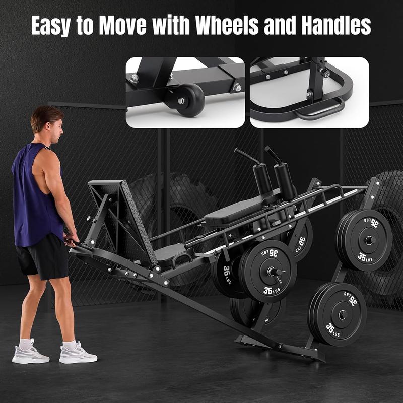 Dripex Leg Press Machine – Home Gym Leg Press & Hack Squat Combo, Adjustable, Roller Bearing, 4 Weight Plate Holders for Full Lower Body Workout