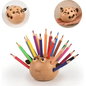 Pen Holder For Desk Pencil Holder Wooden Pufferfish- Funny Small Gifts For Kids, Unique Gifts For White Elephant Gift Steacher Gifts