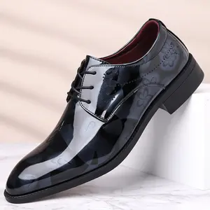 DINAOR New bright leather lace-up men's business leather shoes, fashionable design, suitable for various occasions
