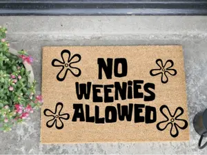 No Weenies Allowed Coir Doormat, Spongebob, Patrick Star, Squarepants, Cute Funny Doormats, Home Decor, Patio Garden, Rugs, Plant Gifts, HouseWarming, Christmas, Birthday, Mother's Day
