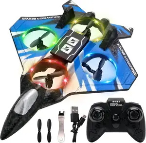 2.4GHz RC Fighter Jet Drone with Stunt Flips & Lights,Stunt RC Airplane That Even Beginners Can Fly!
