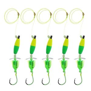 Unique Bargains Catfish Fishing Rigs, Catfish Hooks Circle Hooks for Catfish, Peg Floats and Rattler Catfishing Equipment, Catfish Float Rigs, Green Yellow, 1 Set