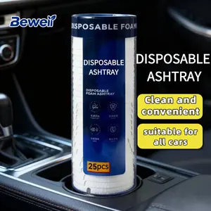 25 pieces of disposable ashtrays (single-piece packaging), portable, hygienic, safe and environmentally friendly, suitable for scenarios such as automotive use, home daily use and work.