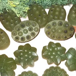 Rue & Rosemary Soap - Handmade 50g with Castor Oil & Vitamin E - Green Soap with Beads, Floral Design, Hydrating and Cleansing Benefits Comfort Cleanser