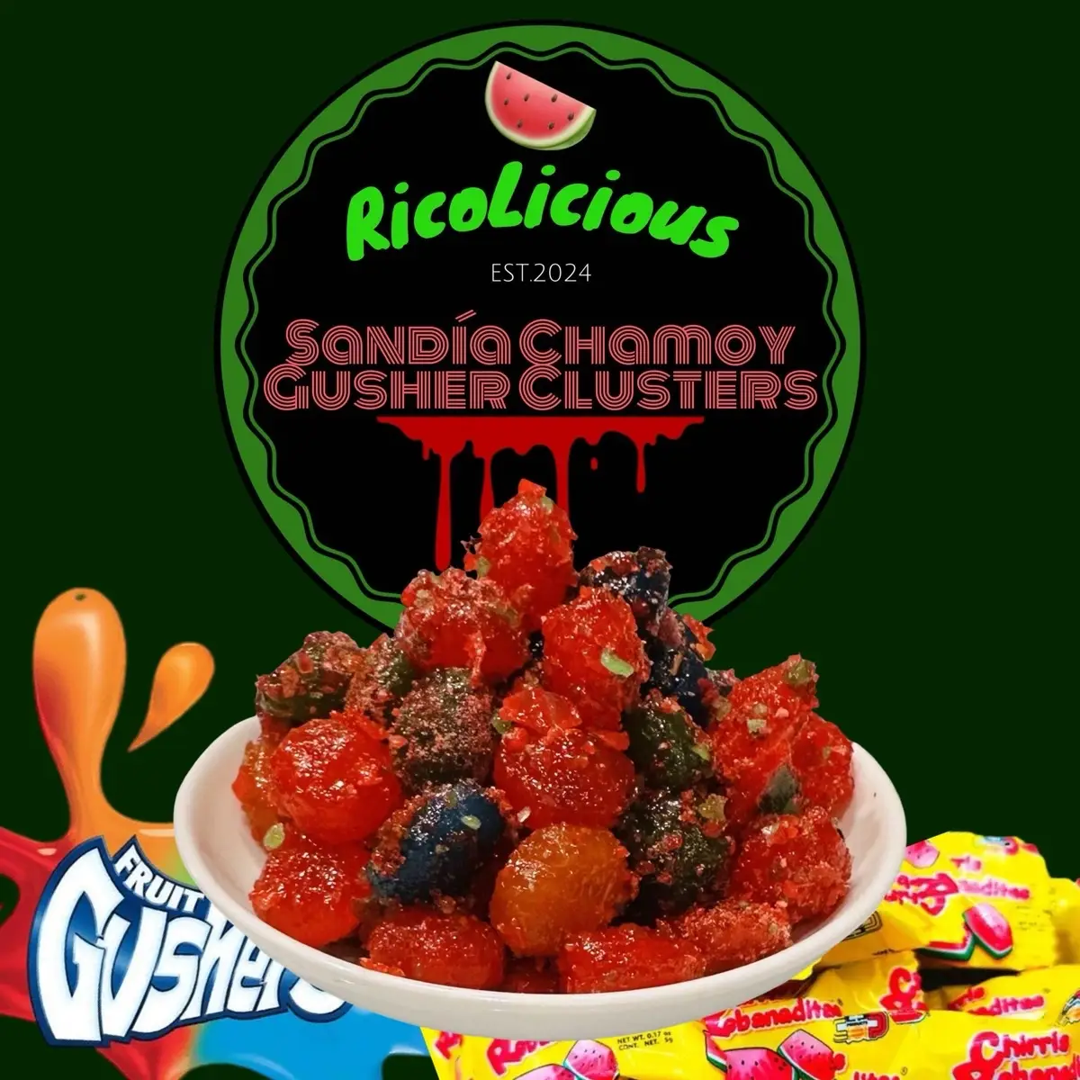 Sandía Chamoy Gusher Clusters 8oz