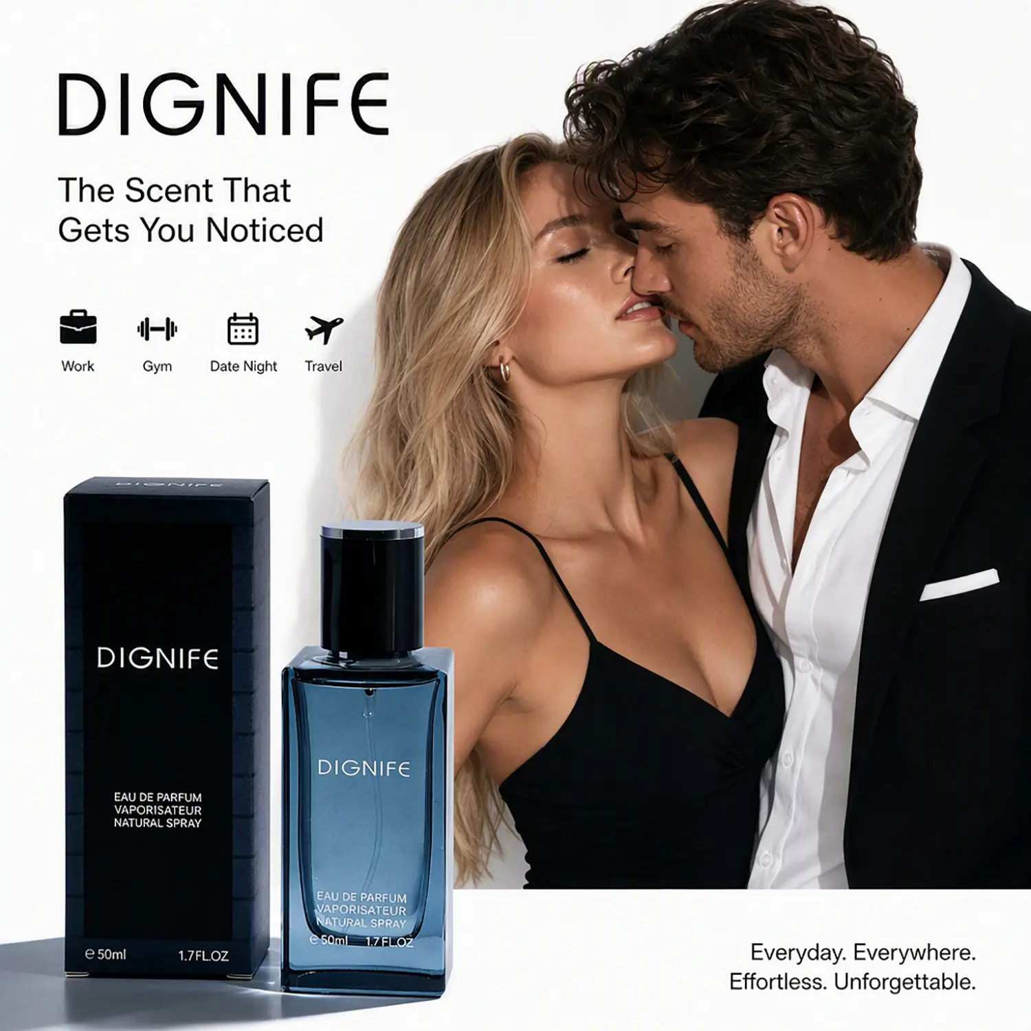 Men's Pheromone Cologne, with pheromone blend, long-lasting crisp pine & fruity notes, crafted for him to make her obsess over you and create an unforgettable night together. Perfect for Thanksgiving, Black Friday & Christmas. 50ml/1.7fl.oz. Men's Perfume