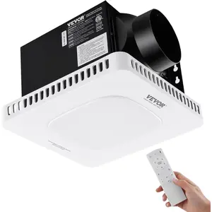 VEVOR Bathroom Exhaust Fan, 110 CFM High-Efficiency Ventilation, Remote Control, 1.5sones Low Noise Bathroom Ceiling Fan with LED Light 3000/4000/5000K, Energy-Saving, Timer