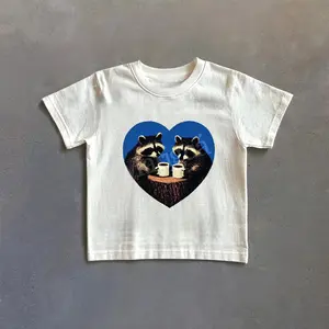Raccoons Having Coffee Graphic Baby Tee, Cute Raccoon Tee, Raccoon Lover Gift, Boho Shirt, Trash Cats Shirt, Wildlife Shirts