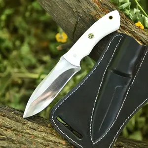 Handmade D2 Steel Fixed Blade Hunting Knife With Leather Sheath - 8 Inches hand Forged Full Tang Knives For Hunting, Outdoor Camping Knives Gift For Men's