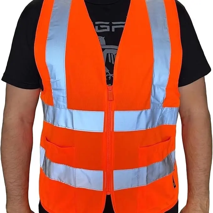 Crew Orange High Visibility Safety Vest With 2 Pockets