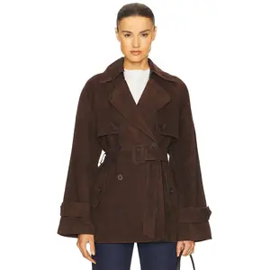 L'Academie Elae Suede Jacket in Chocolate Brown